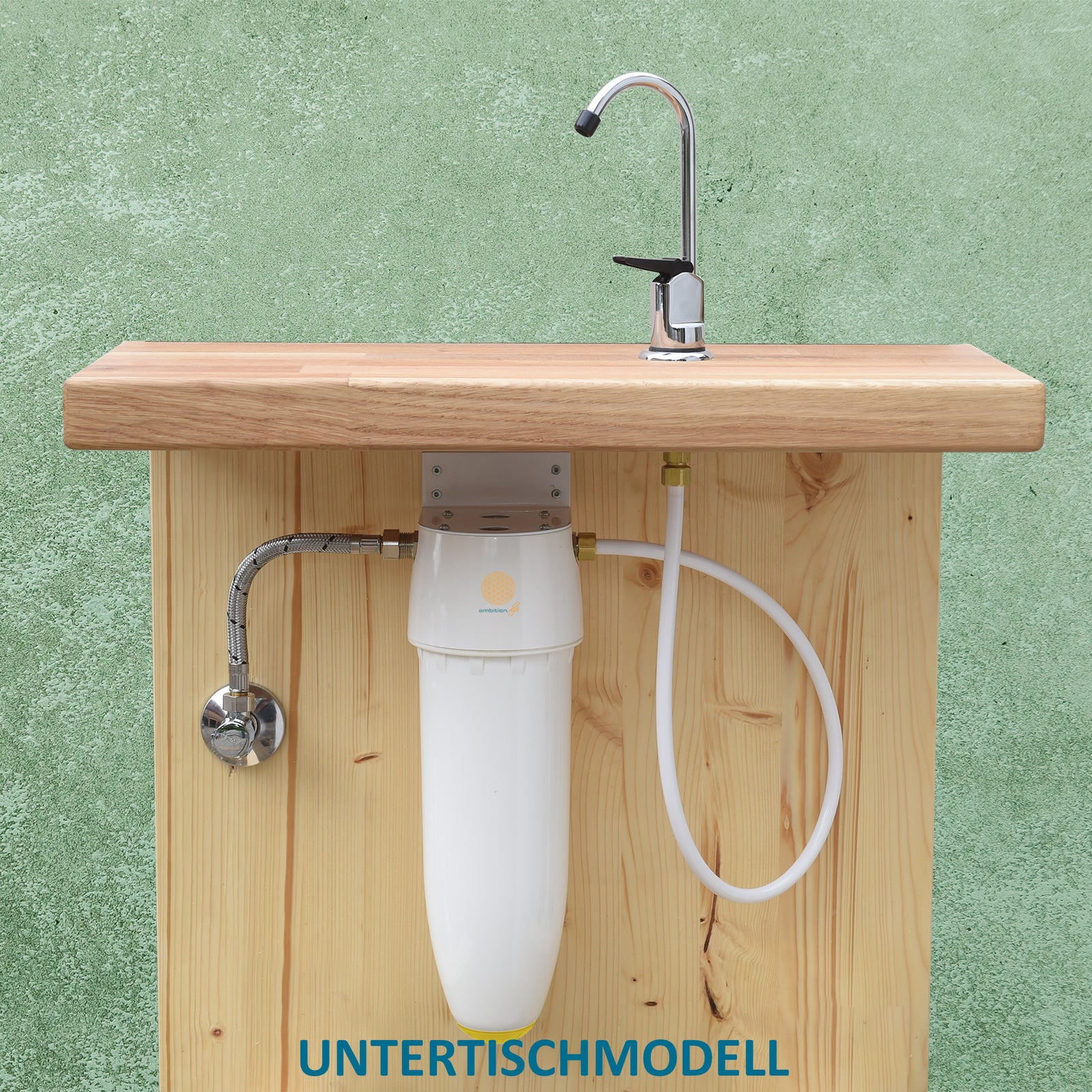 Wasserfilter harmonei® als Untertischmodell verfügen über ein 4-fach Filtersystem und entfernen mechanisch Partikel, die größer sind als bis zu 0,2 Mm. Auch Mikroplastik!